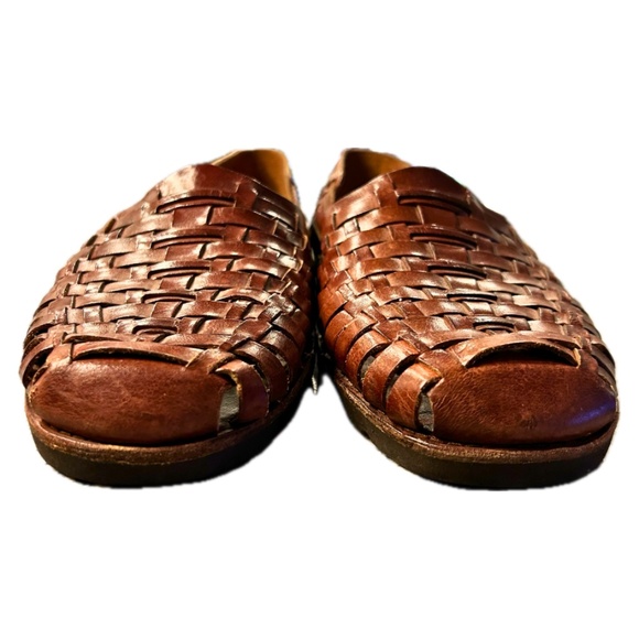 Nordstrom Hand Woven Chestnut Brown Leather Braided Sandals Mens Sz 10.5 - Picture 3 of 10